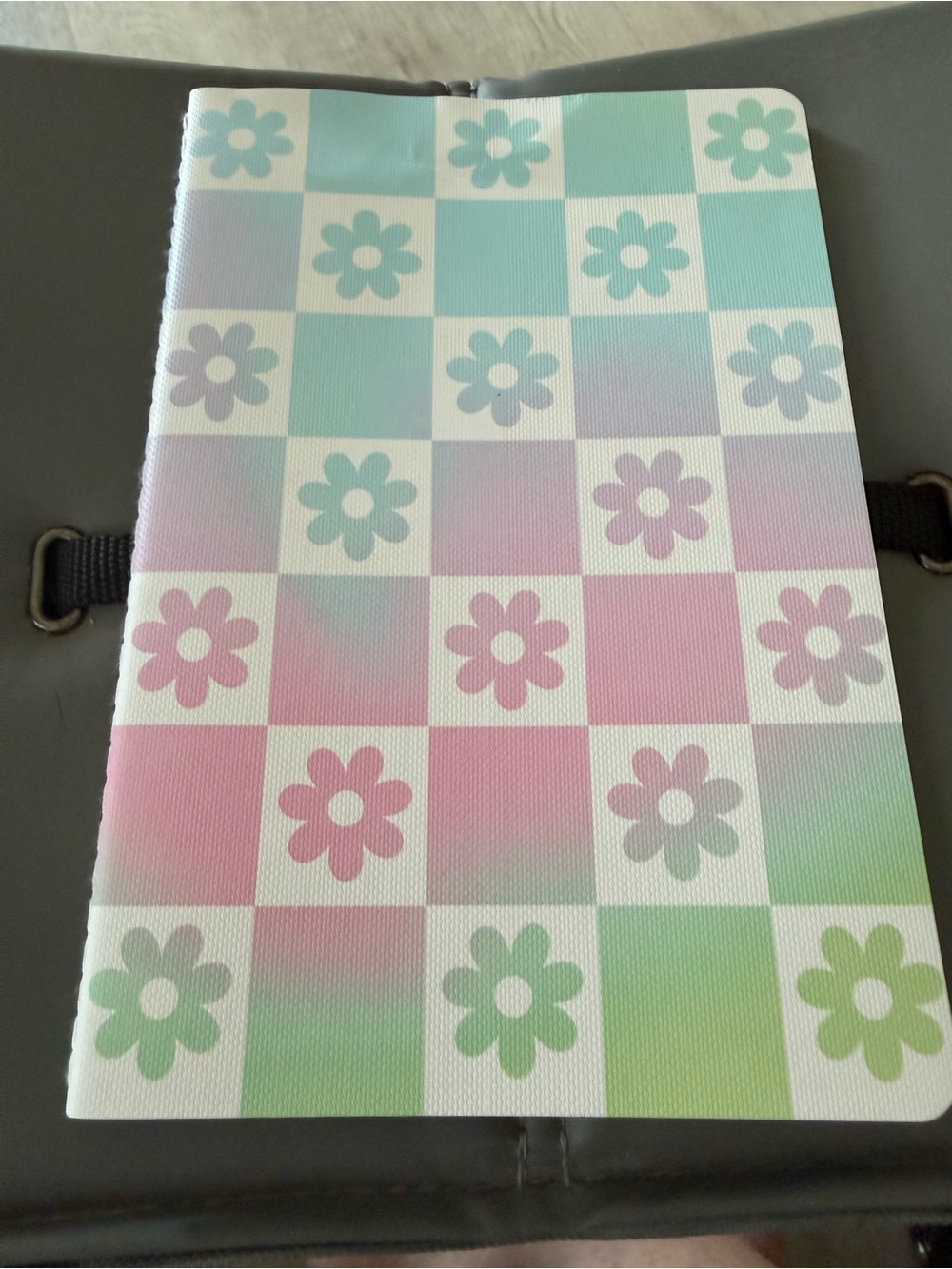 Pastel Floral Checkered Notebook - Mint Pink Green